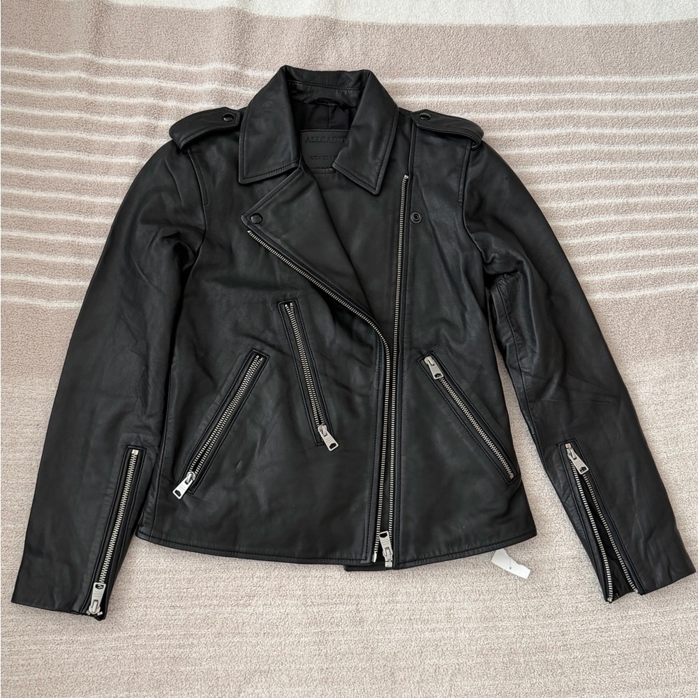 *NWOT* ALLSAINTS, Elva Leather Biker Jacket, Black, Size US 0